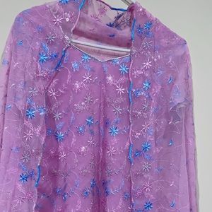 3 piece chiffon embroidered suit.